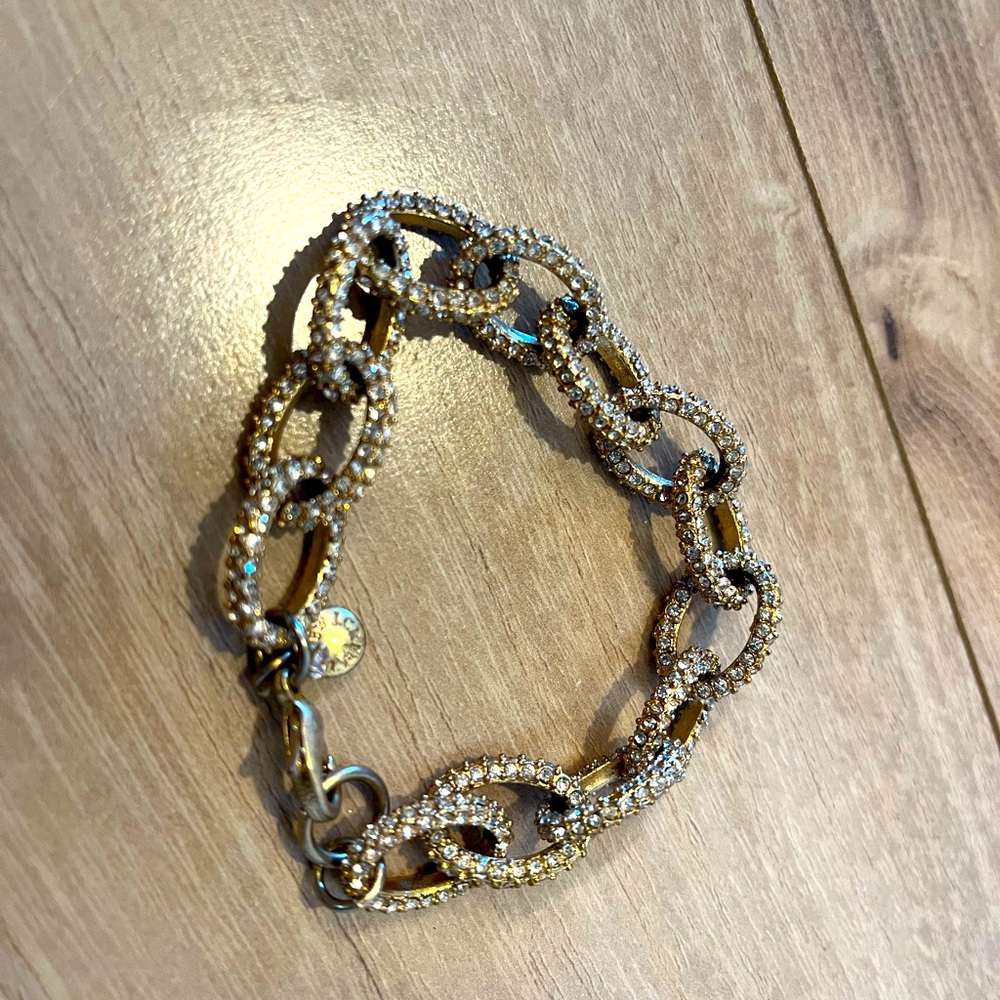 J.Crew gold link pave bracelet
